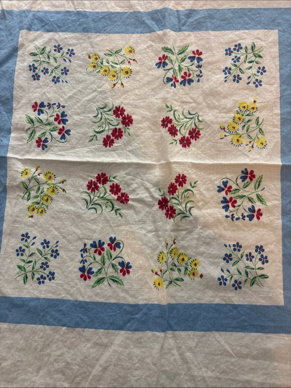 Vintage Floral Printed Cotton Tablecloth